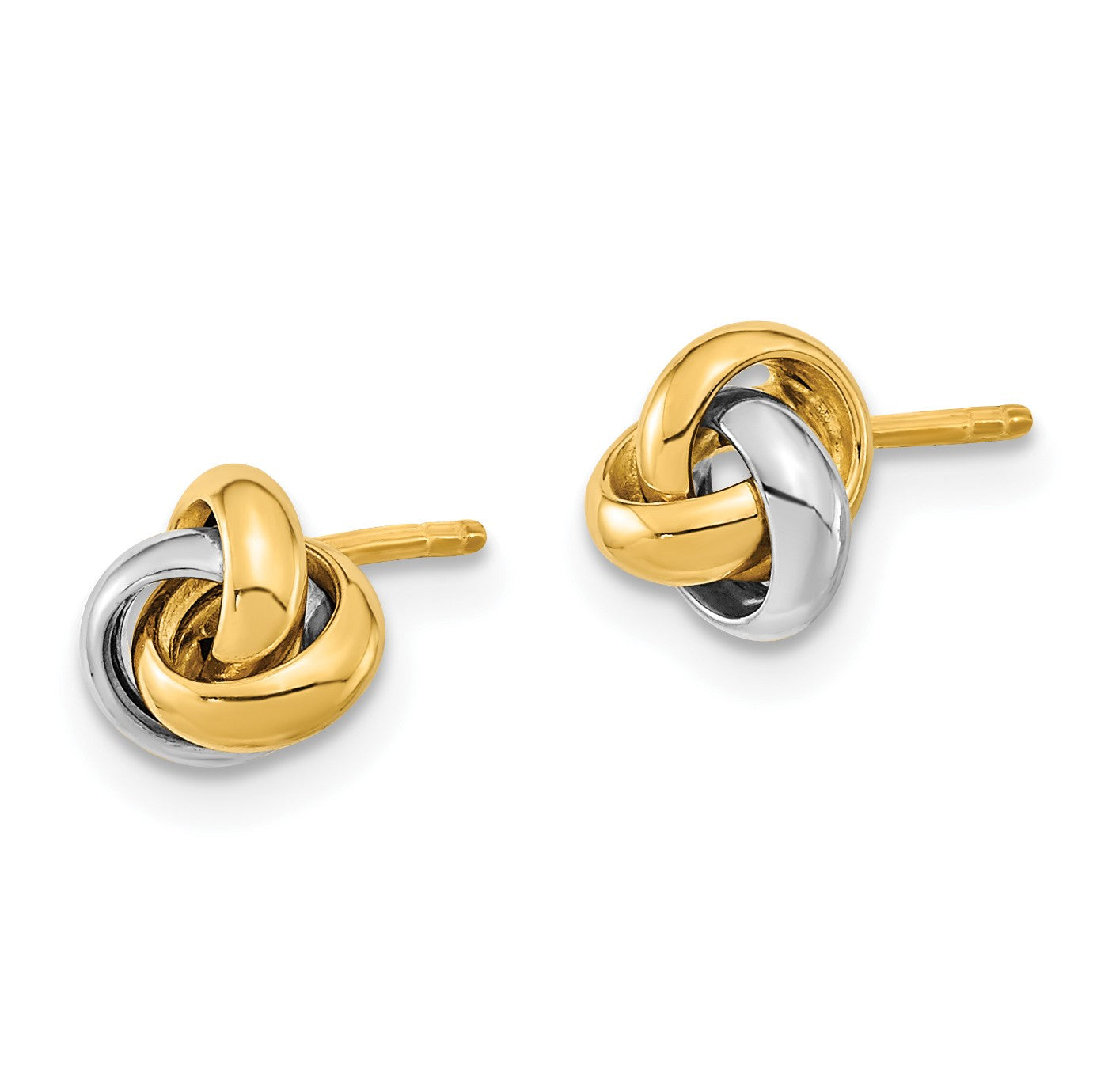 14k Two-tone 7mm Polished Love Knot Post Earrings