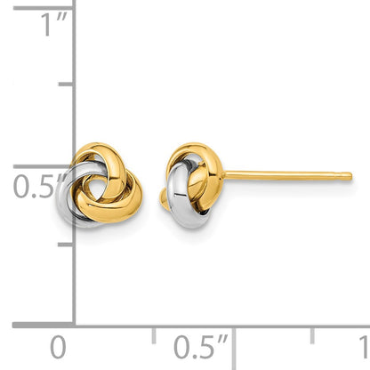 14k Two-tone 7mm Polished Love Knot Post Earrings