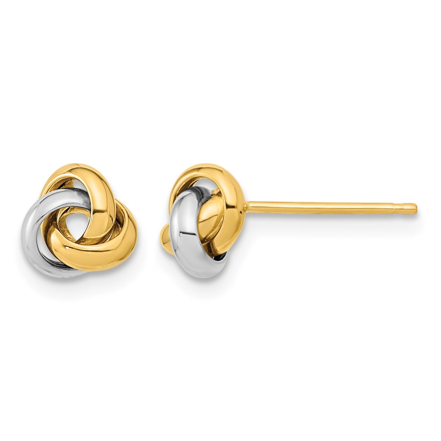 14k Two-tone 7mm Polished Love Knot Post Earrings
