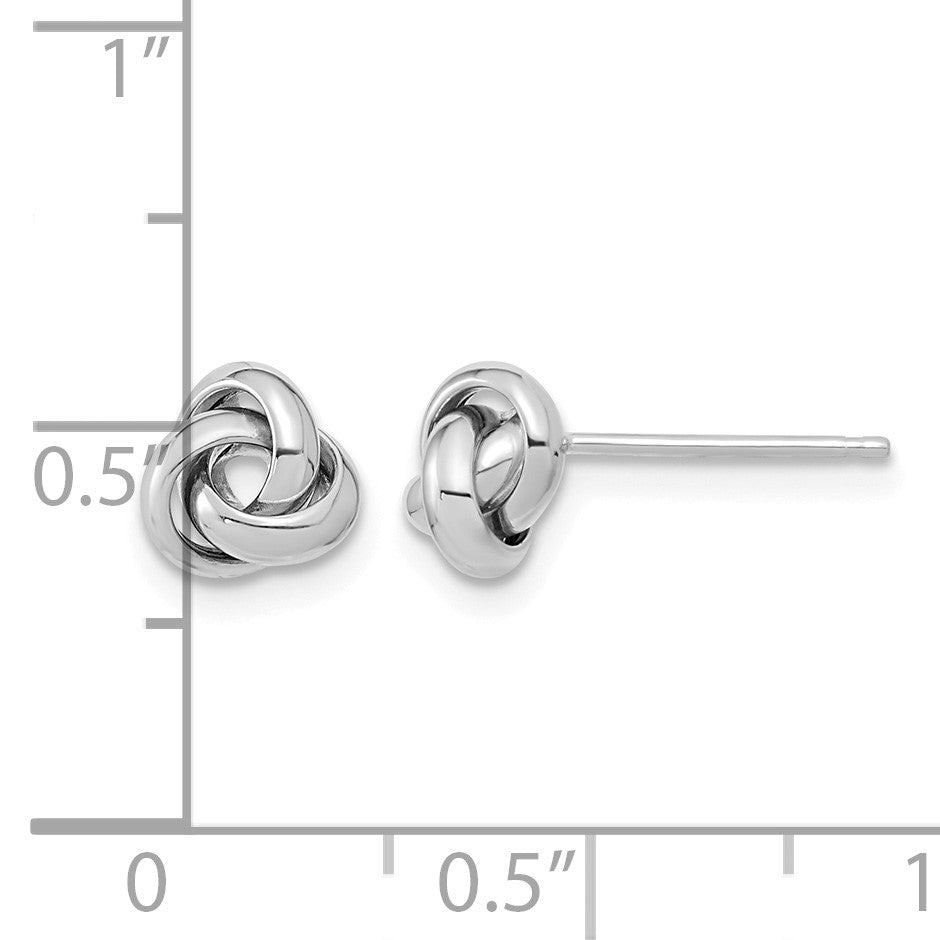 14k White Gold 6.5mm Polished Knot Post Earrings