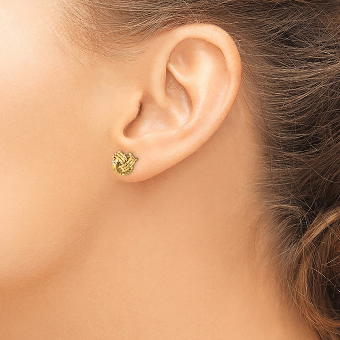 14k 10mm Polished Triple Love Knot Post Earrings
