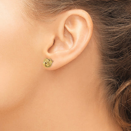 14k 10mm Polished Triple Love Knot Post Earrings