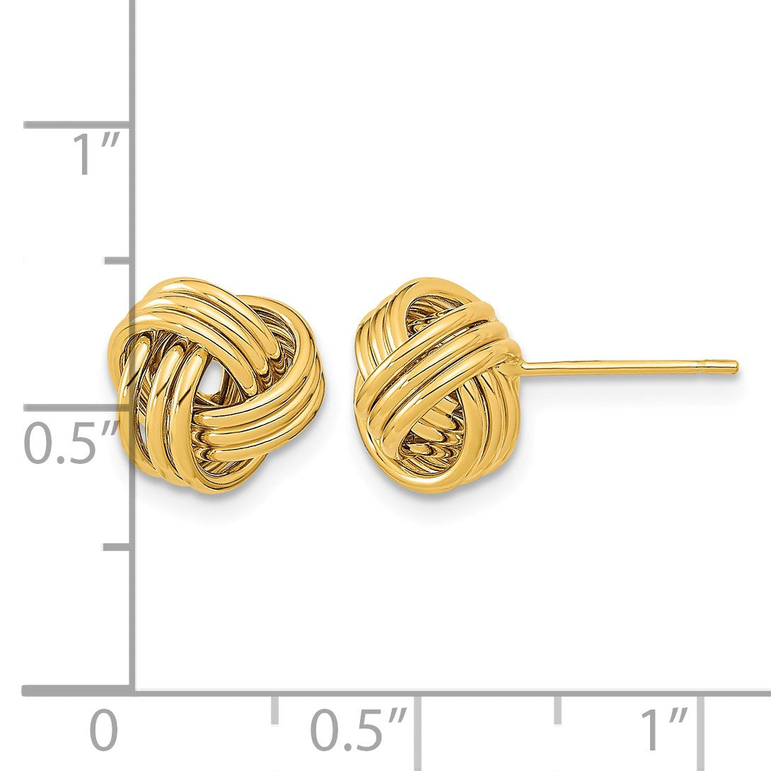 14k 10mm Polished Triple Love Knot Post Earrings