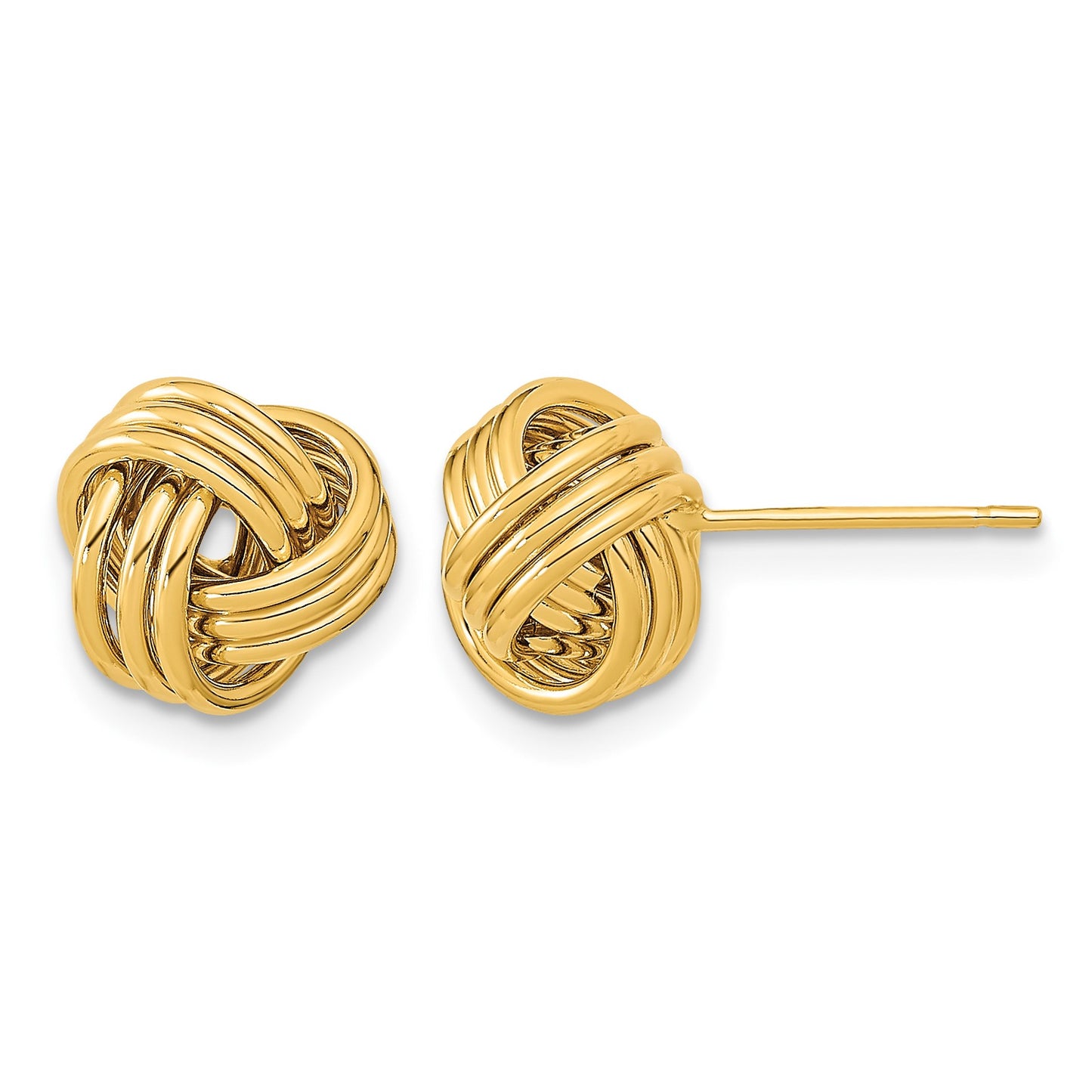 14k 10mm Polished Triple Love Knot Post Earrings