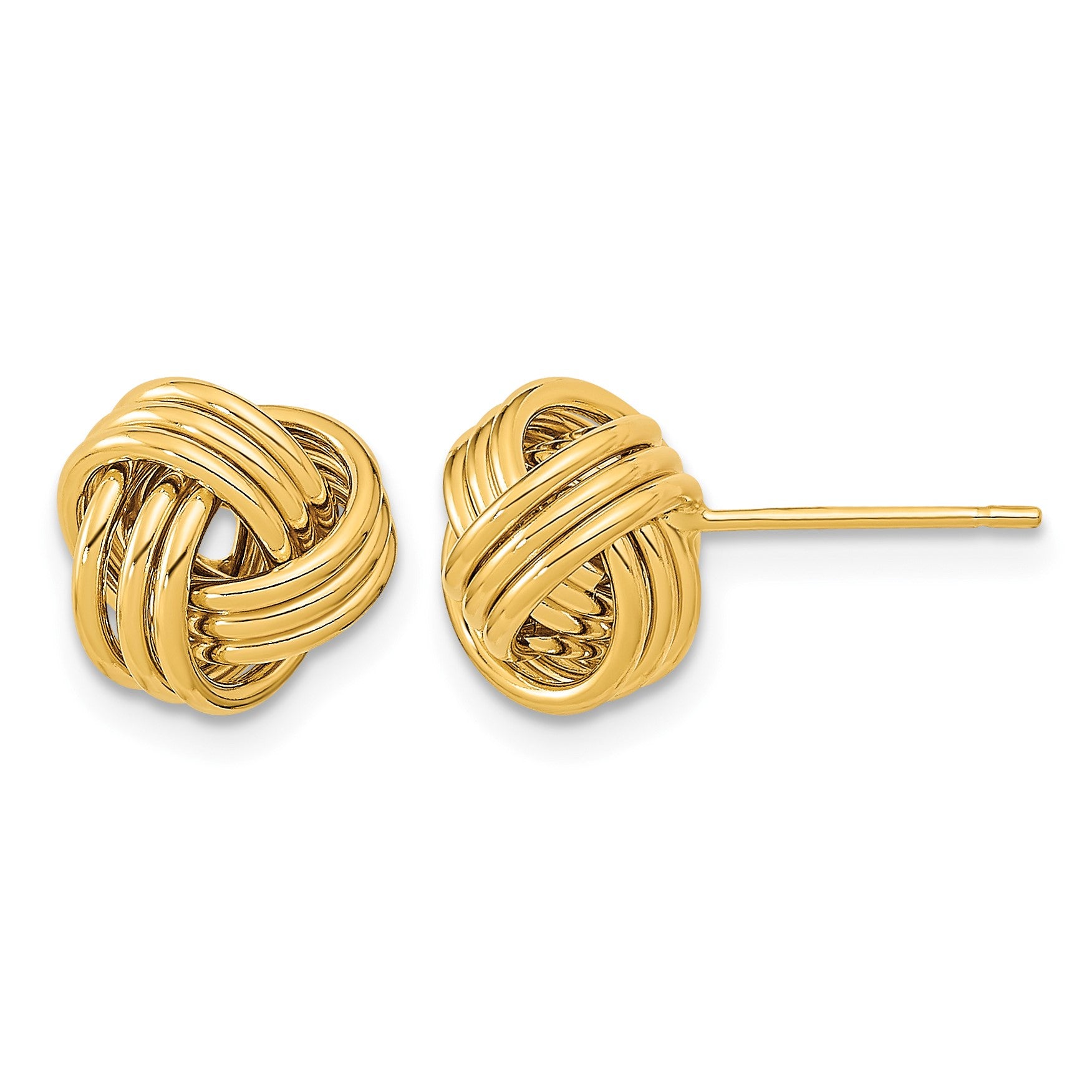 14k 10mm Polished Triple Love Knot Post Earrings