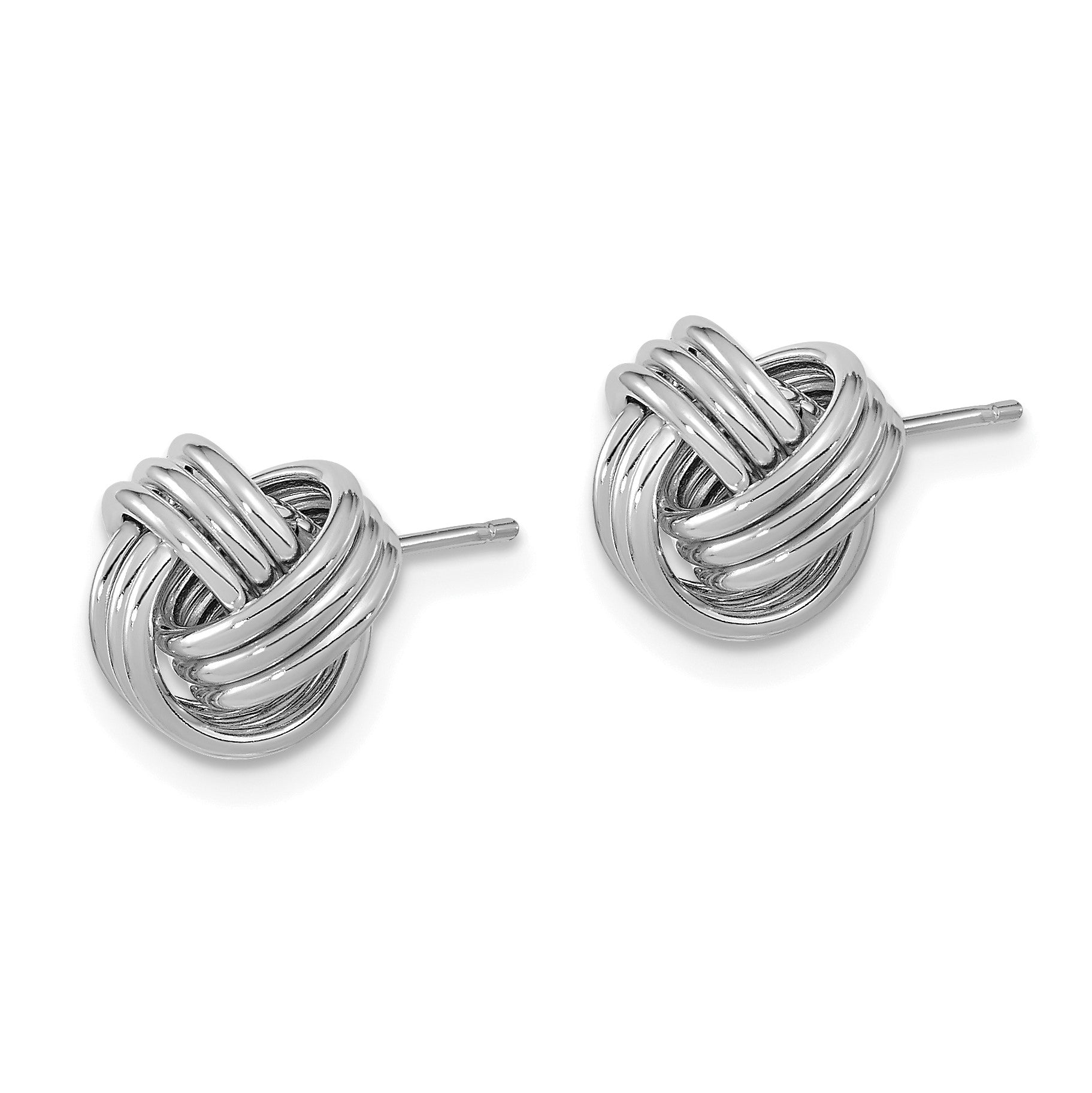 14k White Gold 10mm Polished Triple Love Knot Post Earrings