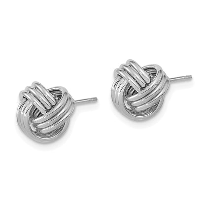14k White Gold 10mm Polished Triple Love Knot Post Earrings