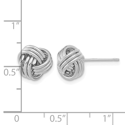 14k White Gold 10mm Polished Triple Love Knot Post Earrings