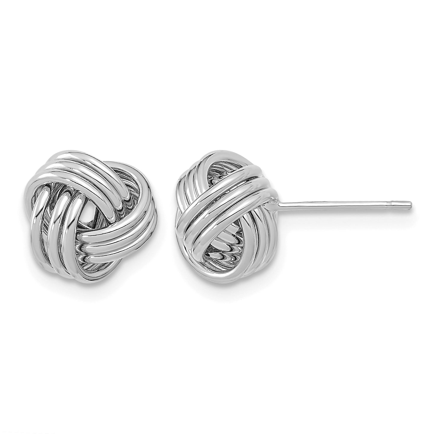 14k White Gold 10mm Polished Triple Love Knot Post Earrings