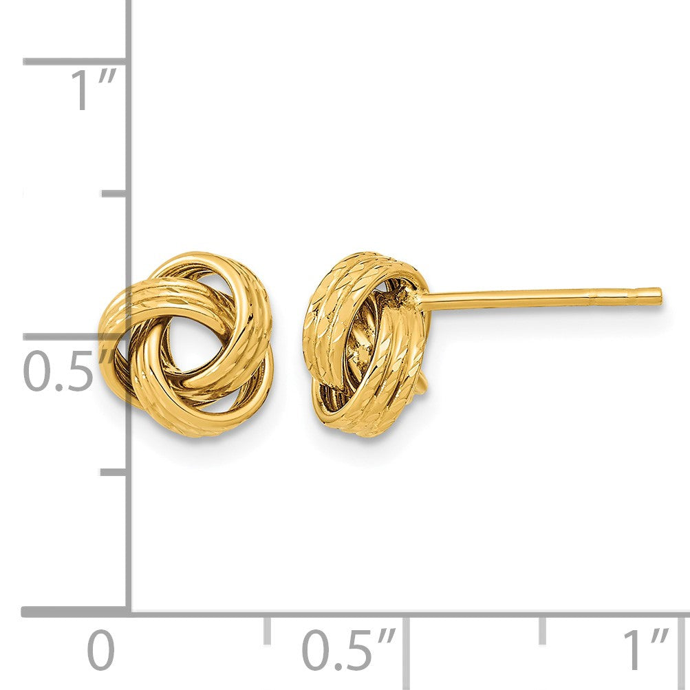14K 8mm Polished Textured Love knot Post Earrings