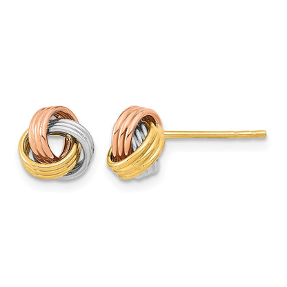 14k with Rose and White Rhodium 8.5mm Polished Love Knot Post Earrings