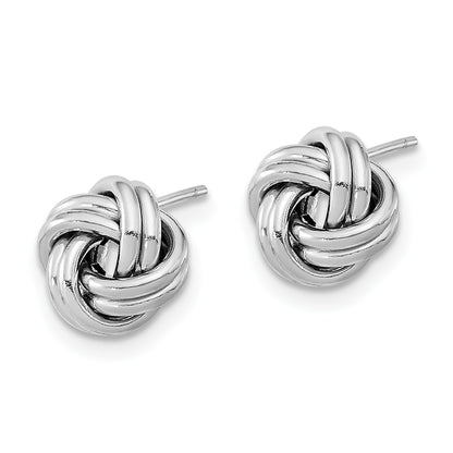 14k White Gold 9mm Polished Double Love Knot Post Earrings