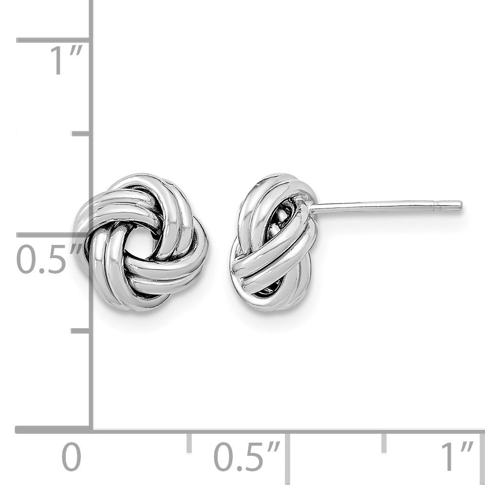14k White Gold 9mm Polished Double Love Knot Post Earrings
