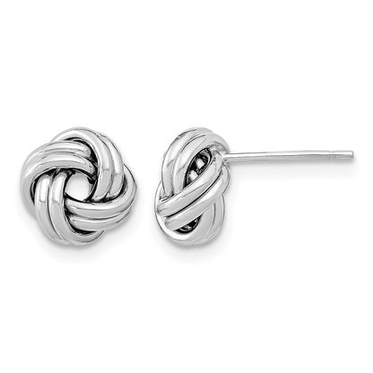 14k White Gold 9mm Polished Double Love Knot Post Earrings