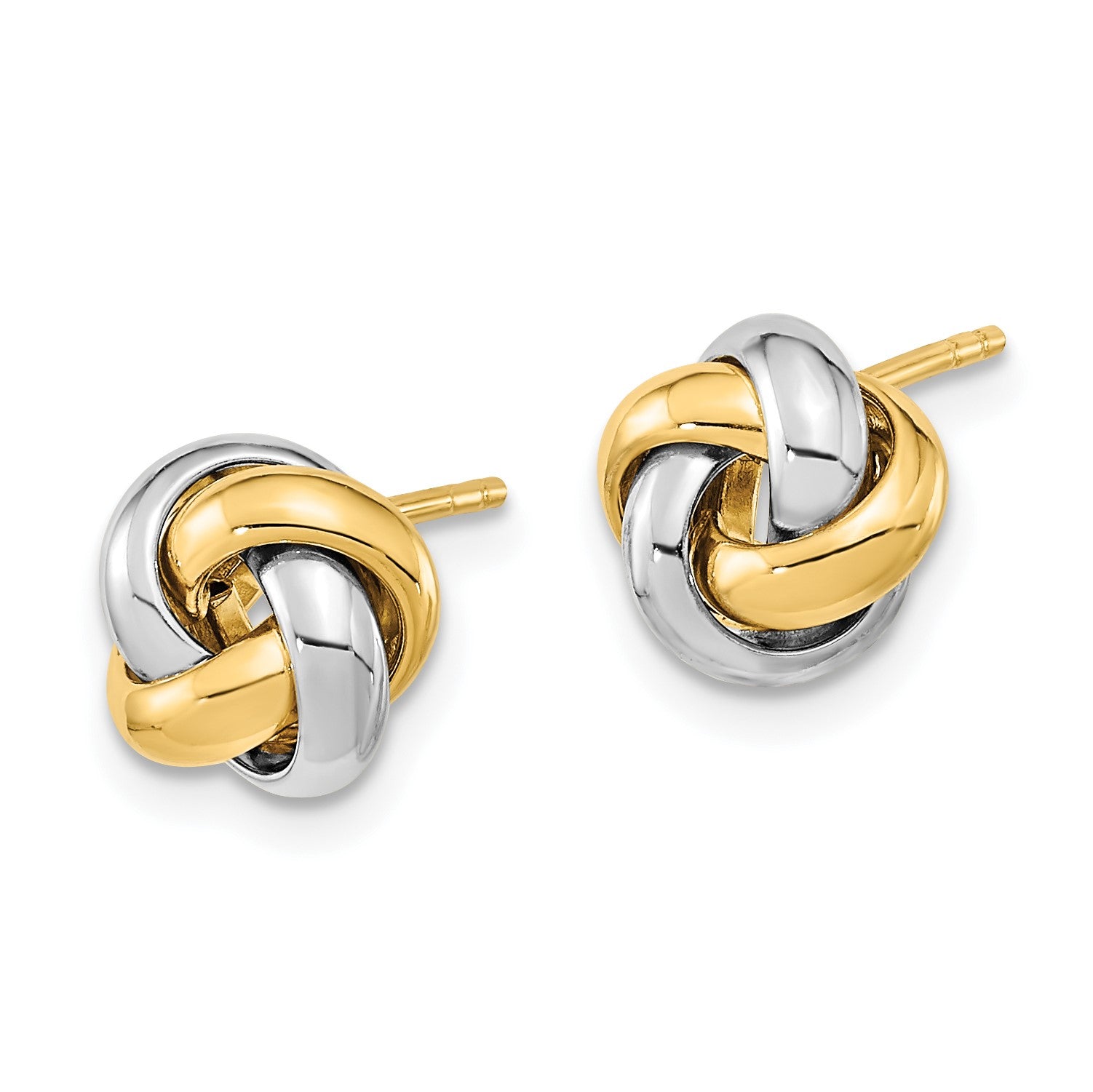 14k Two-tone 9mm Polished Love Knot Post Earrings