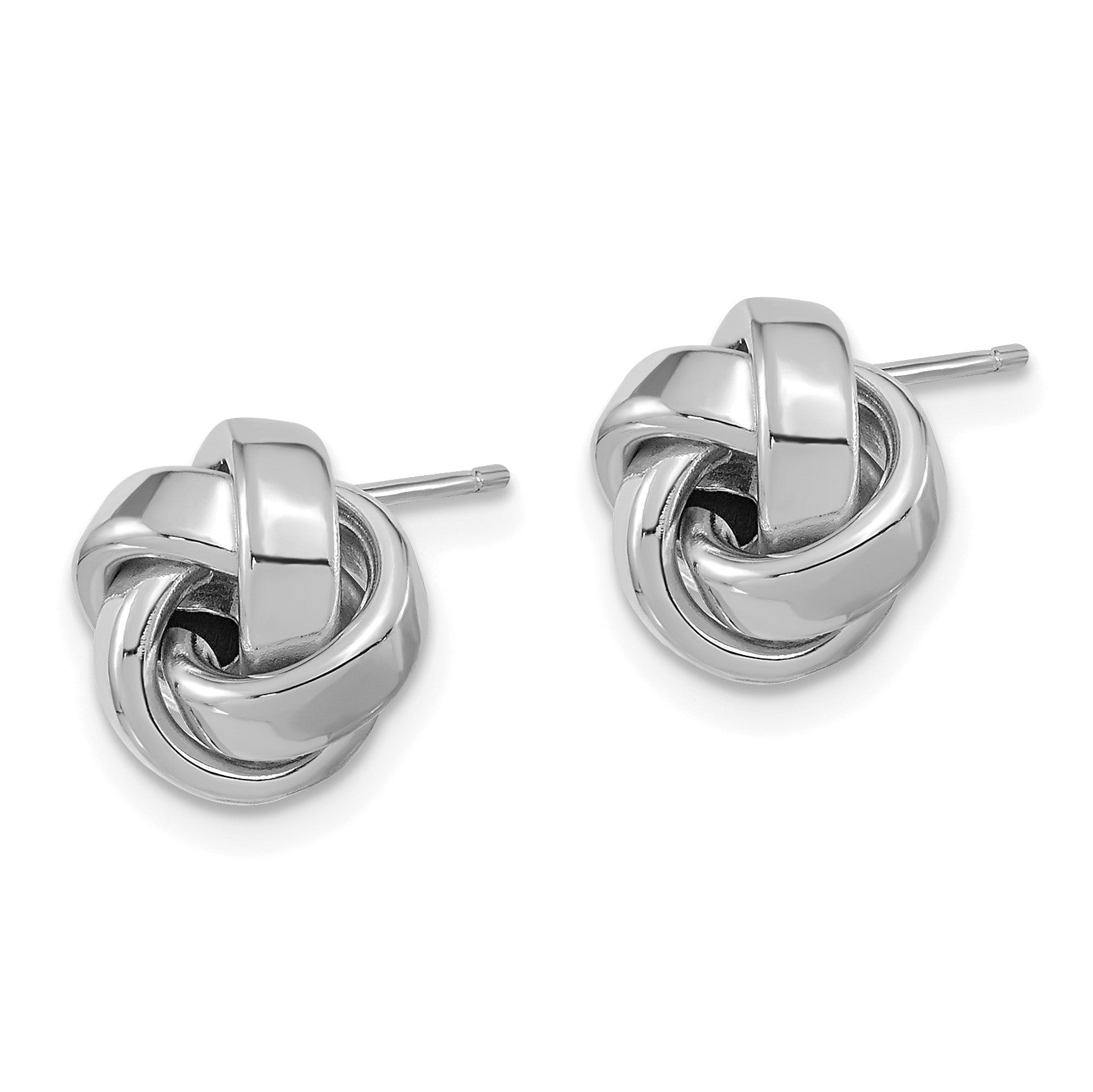 14k White Gold 10mm Polished Love Knot Post Earrings