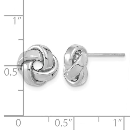 14k White Gold 10mm Polished Love Knot Post Earrings