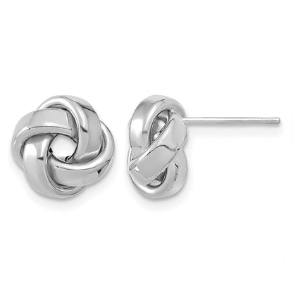 14k White Gold 10mm Polished Love Knot Post Earrings