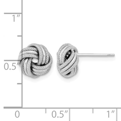 14k White Gold 9mm Polished Textured Triple Love Knot Post Earrings