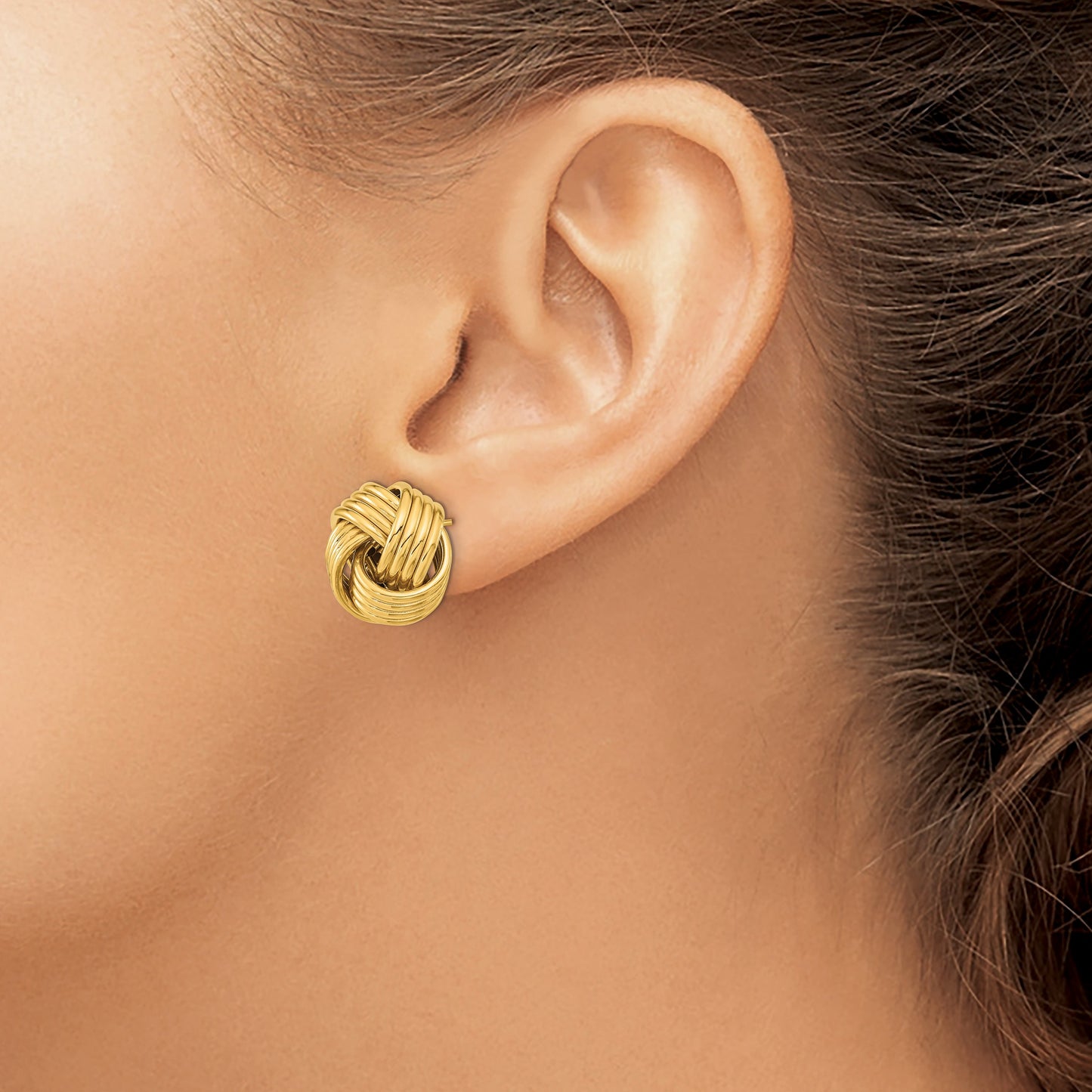 14k 17mm Polished Love Knot Post Earrings
