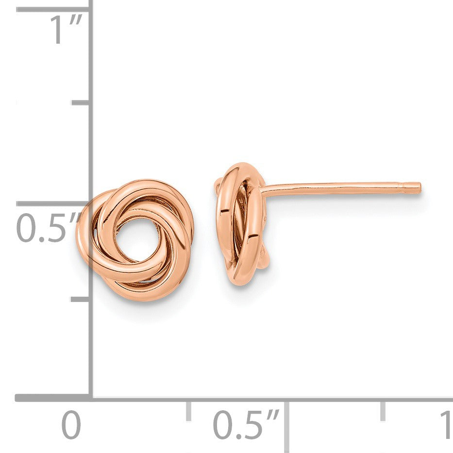 14k Rose Gold 8mm Polished Love Knot Post Earrings