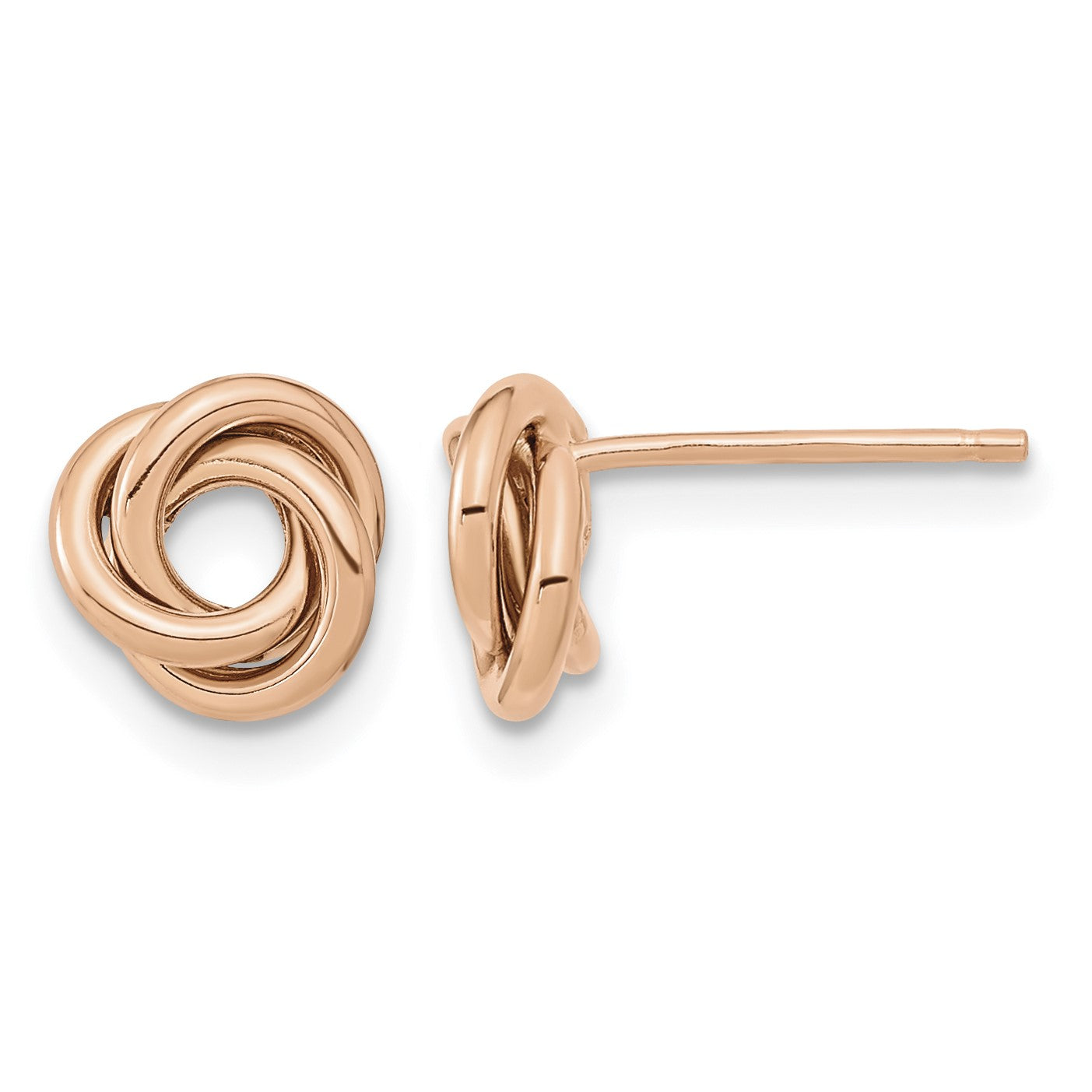 14k Rose Gold 8mm Polished Love Knot Post Earrings