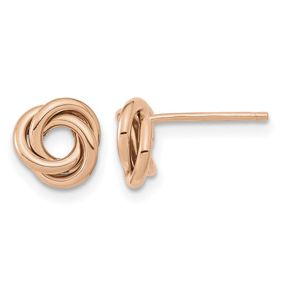 14k Rose Gold 8mm Polished Love Knot Post Earrings
