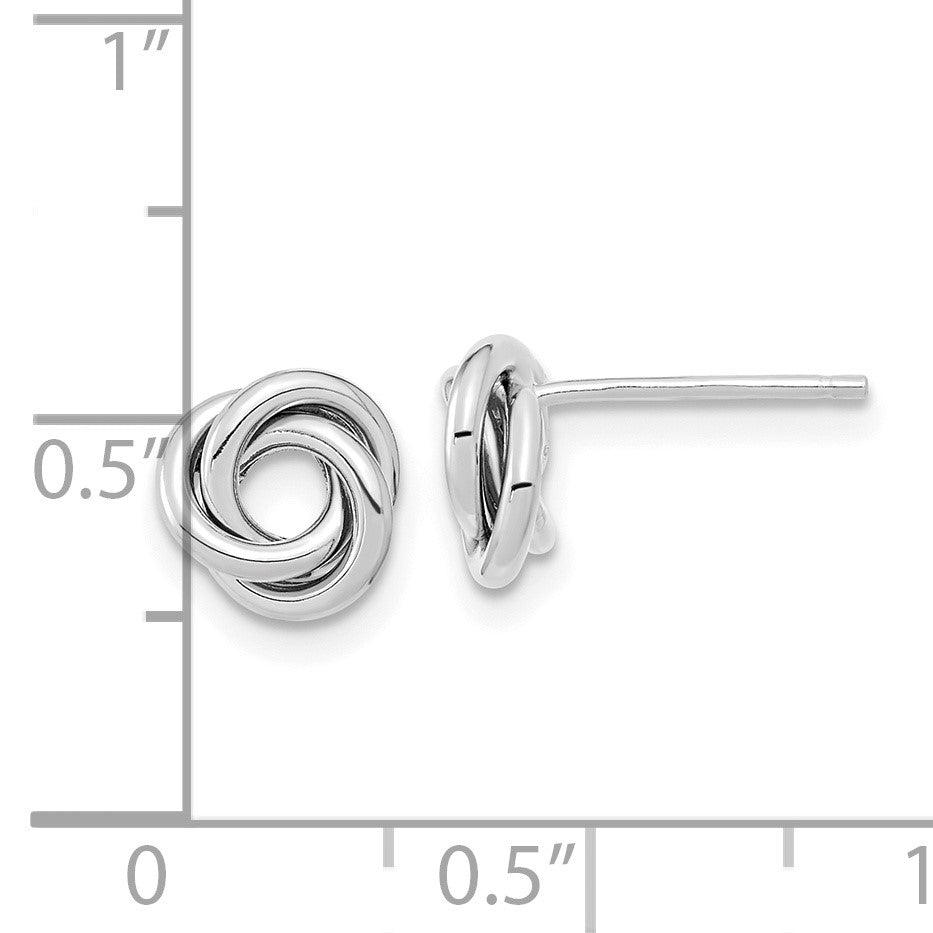 14k White Gold 8mm Polished Love Knot Post Earrings