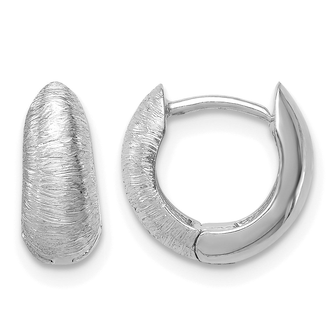 14K White Gold Textured Hoop Earrings