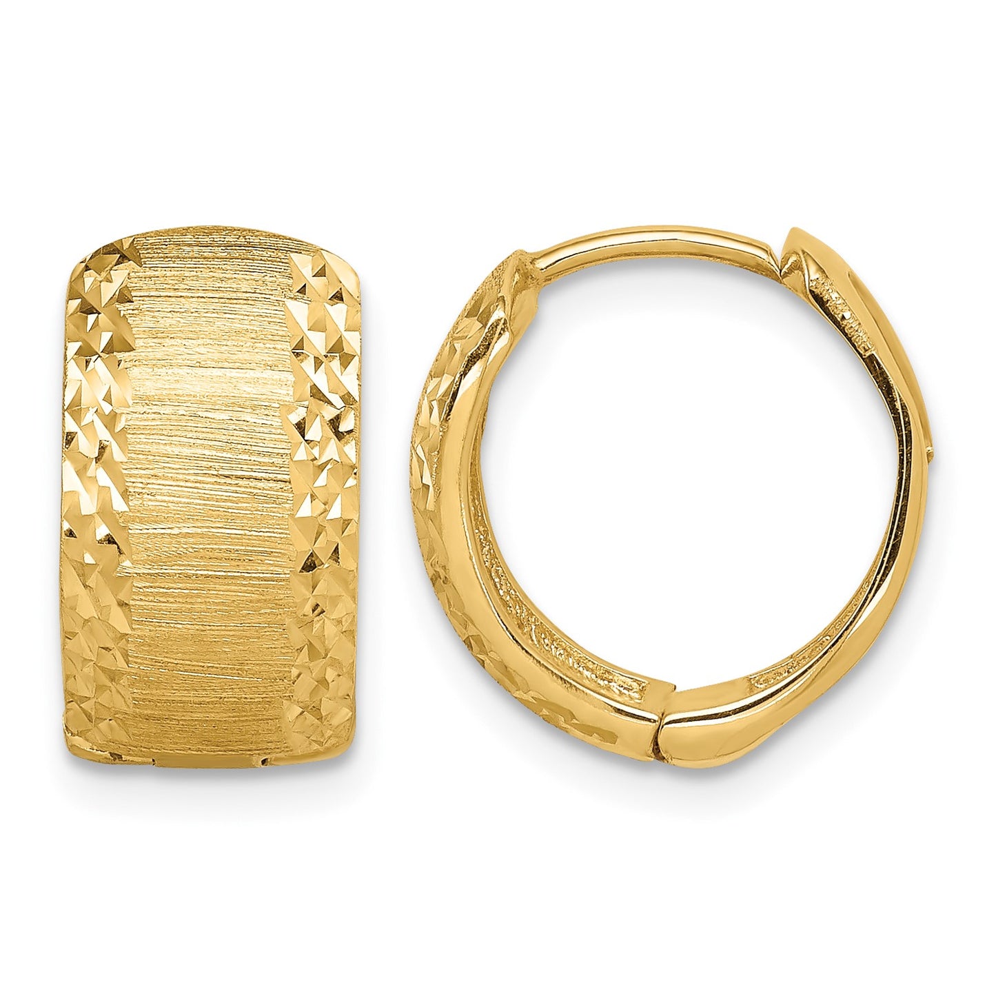 14K D/C and Textured Hoop Earrings