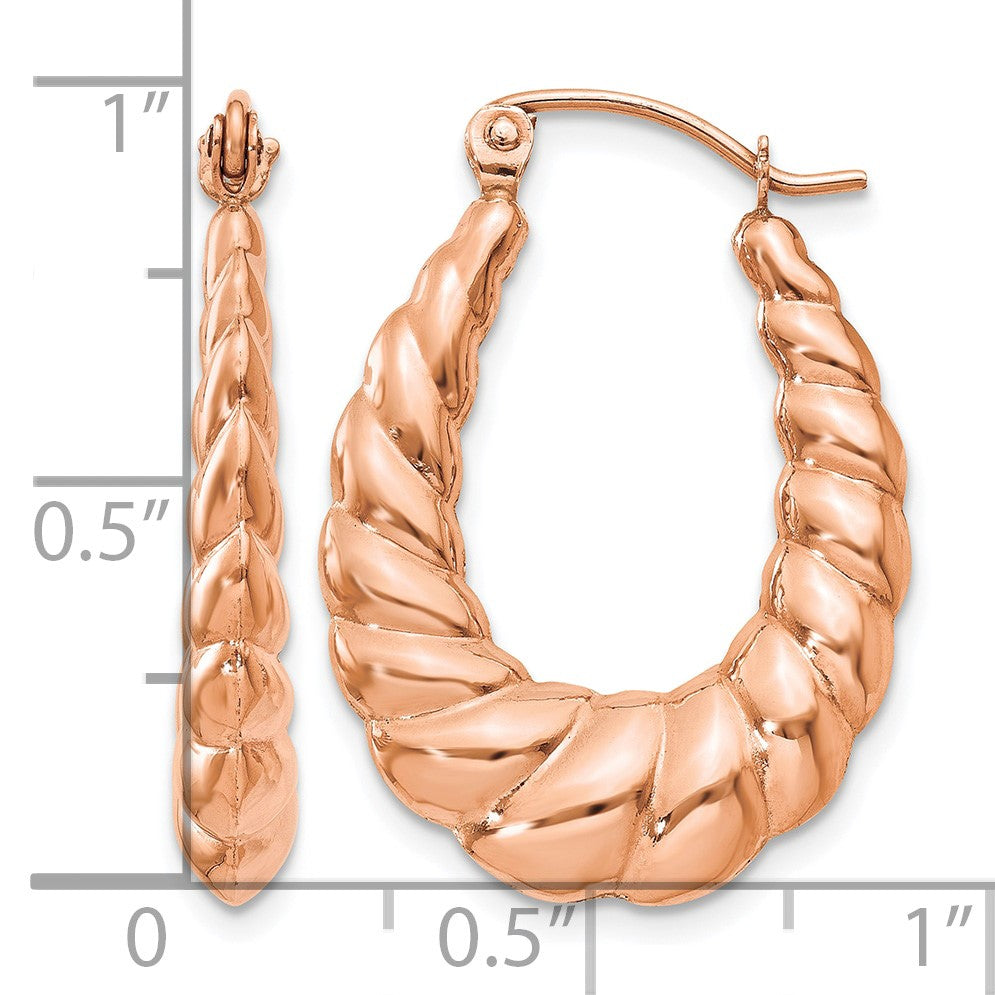 14k Rose Gold Polished Twisted Hollow Hoop Earrings