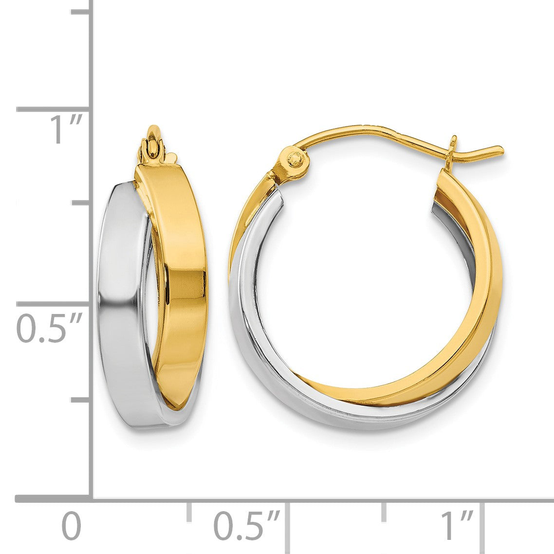 14k Two-tone Polished Double Hoop Earrings
