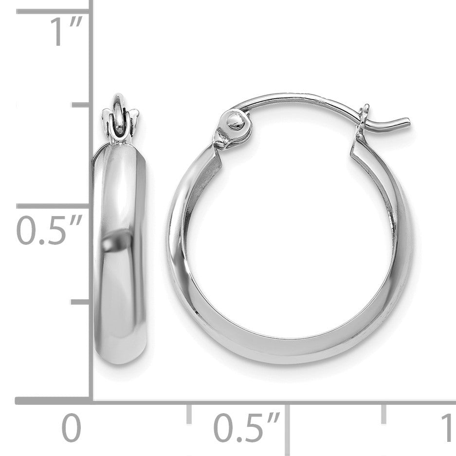 14k White Gold 3.5x14mm Polished Hoop Earrings
