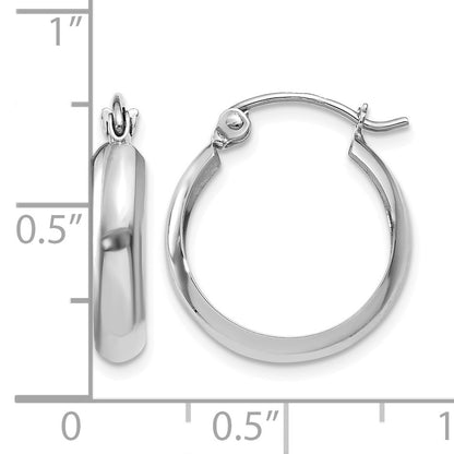 14k White Gold 3.5x14mm Polished Hoop Earrings