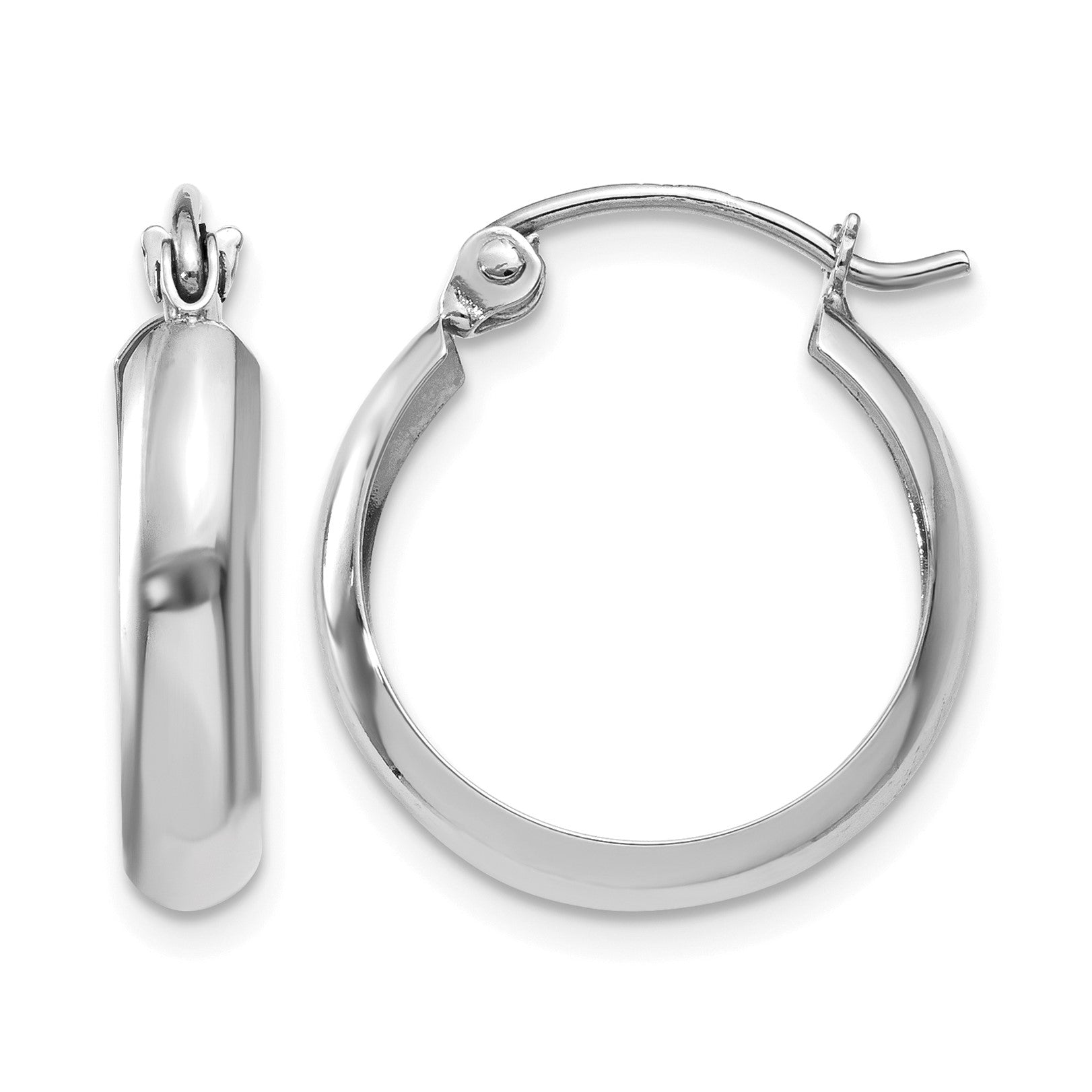 14k White Gold 3.5x14mm Polished Hoop Earrings