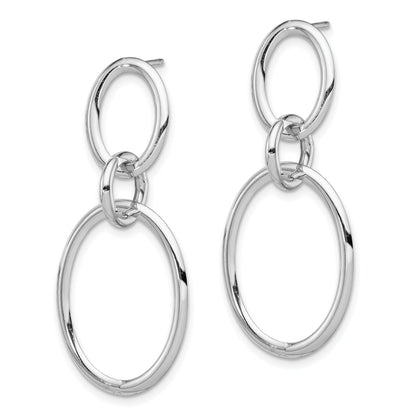 14K White Gold Polished Ovals Dangle Post Earrings