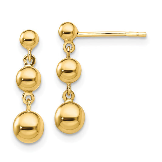 14k Graduated 3 Ball Post Earrings