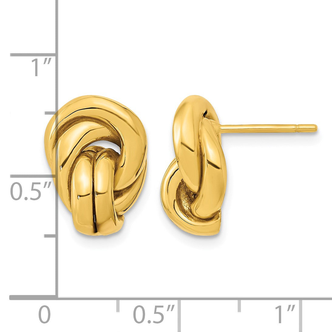 14k 15mm Polished Love Knot Hollow Post Earrings