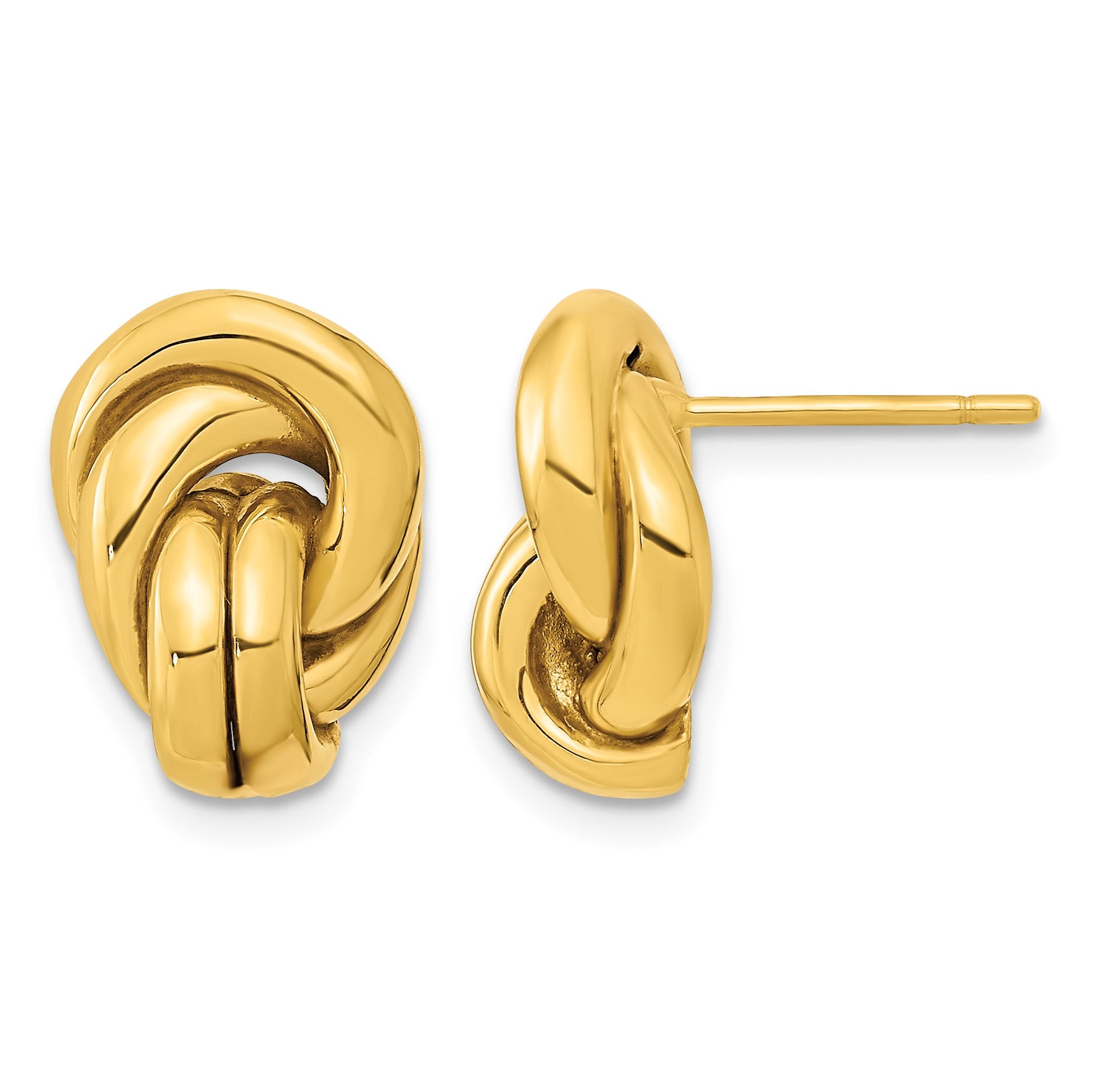 14k 15mm Polished Love Knot Hollow Post Earrings