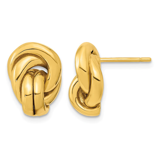 14k 15mm Polished Love Knot Hollow Post Earrings