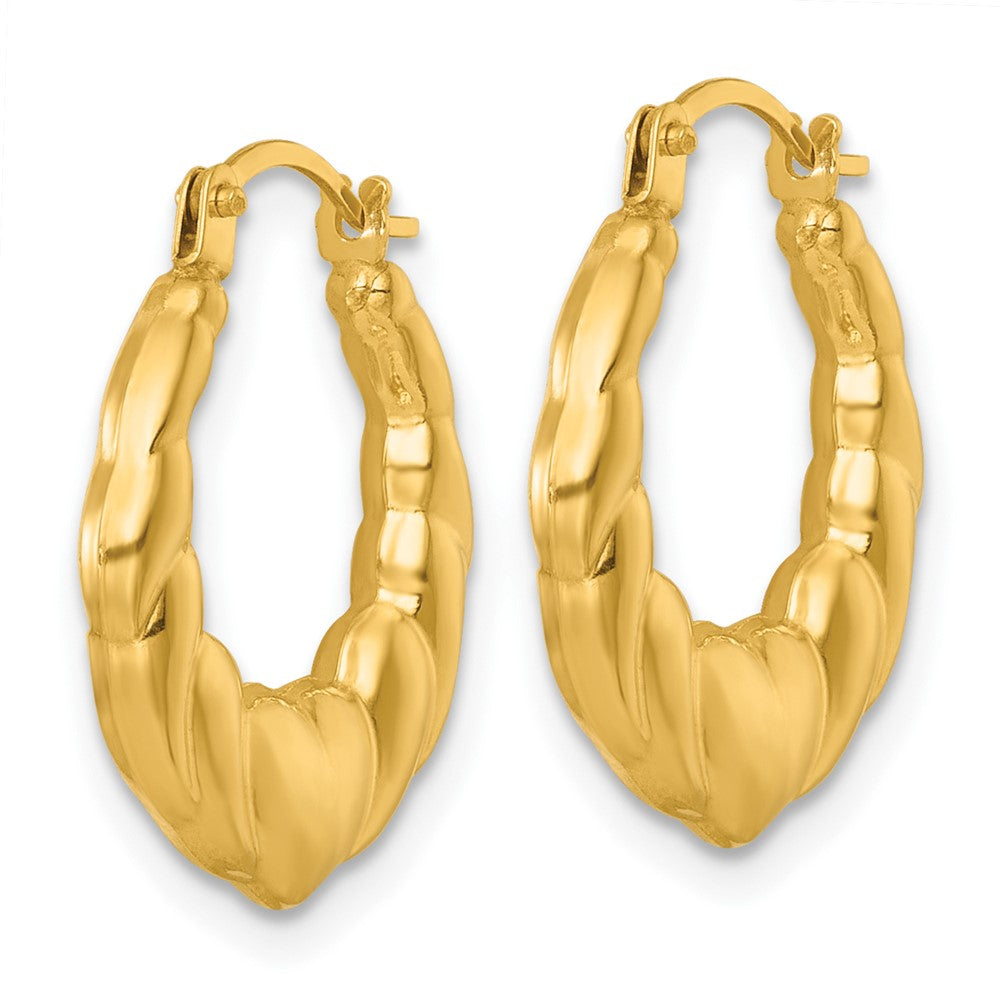 14k Polished Hearts Hoop Earrings