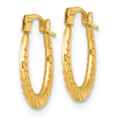 14k Polished Heart Oval Hoop Earrings