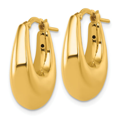 14k Polished 7mm x 16mm Puffed Oval Hoop Earrings