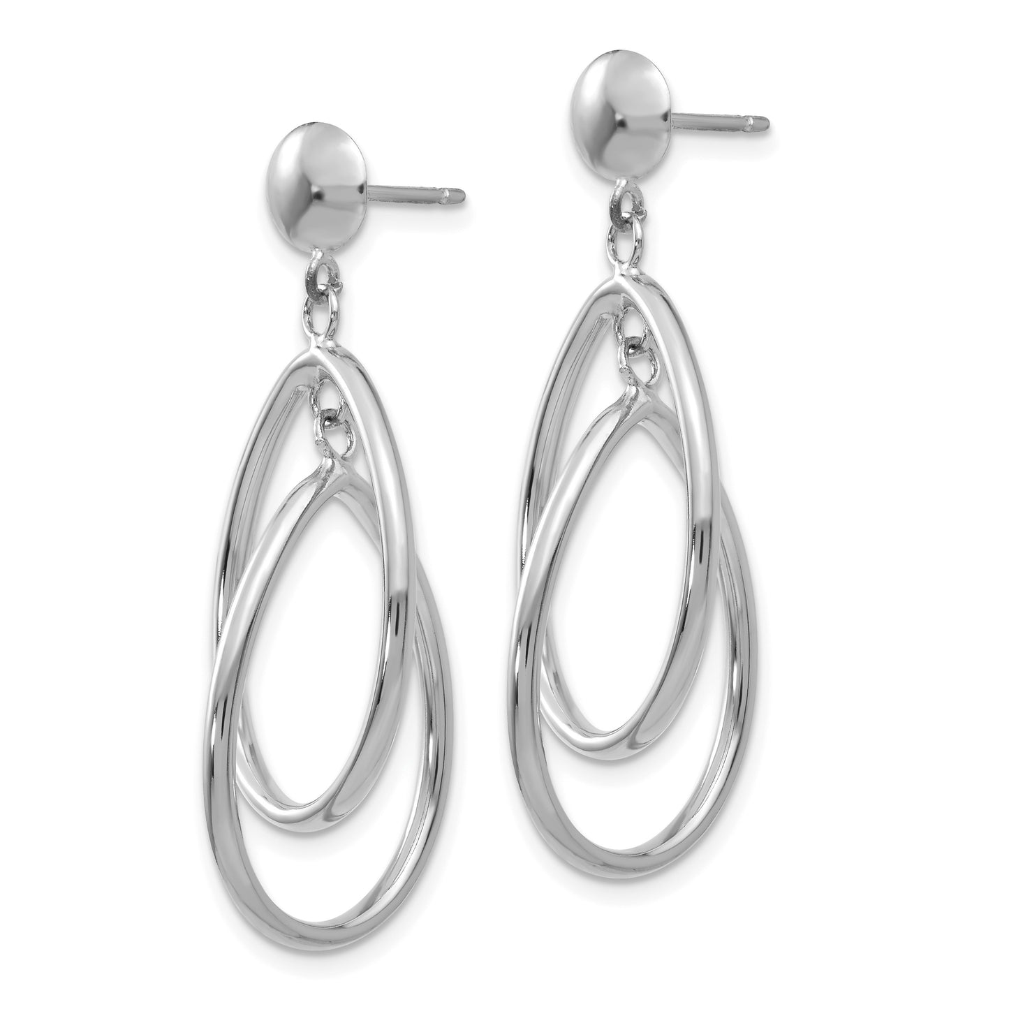 14k White Gold Polished Teardrop Dangle Post Earrings