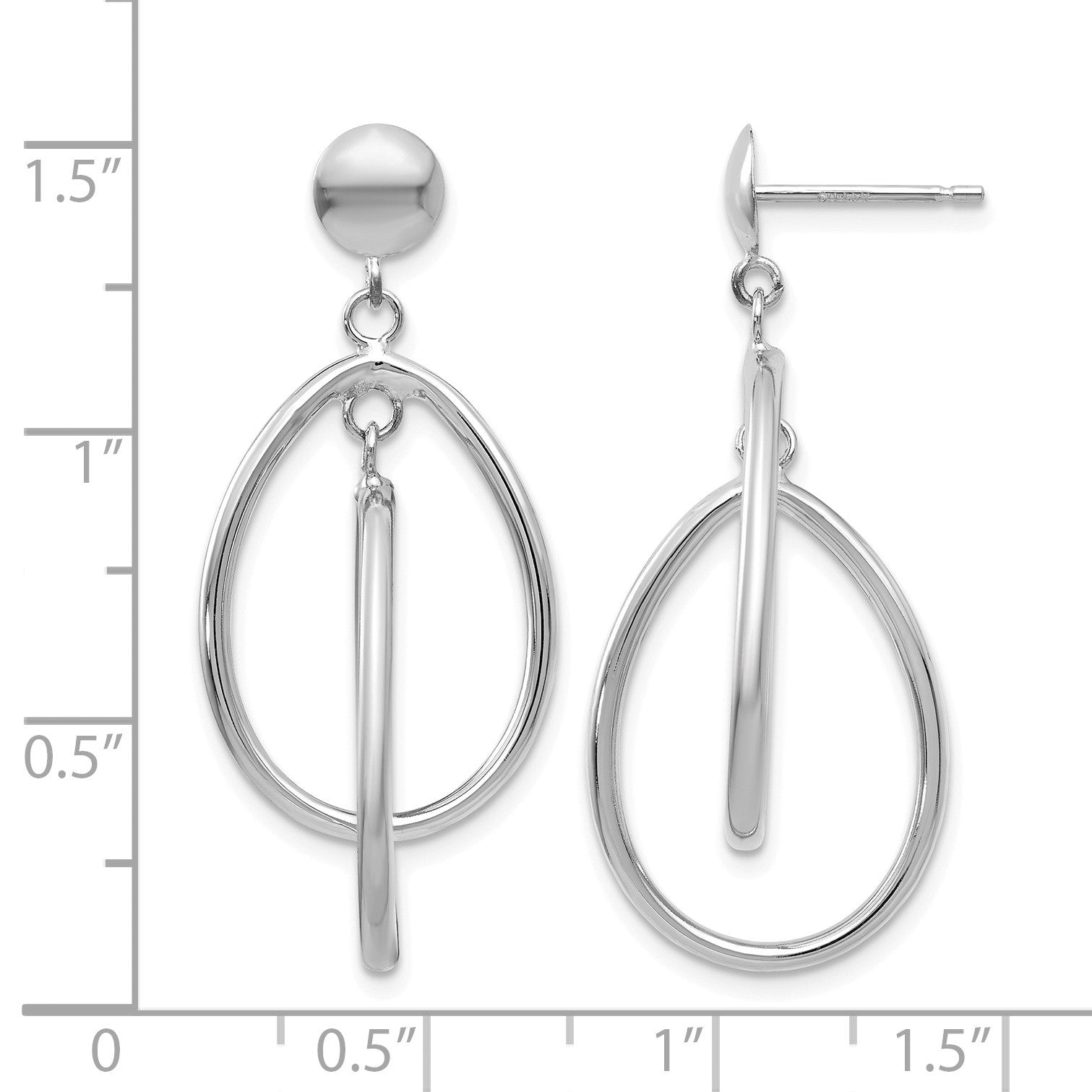 14k White Gold Polished Teardrop Dangle Post Earrings