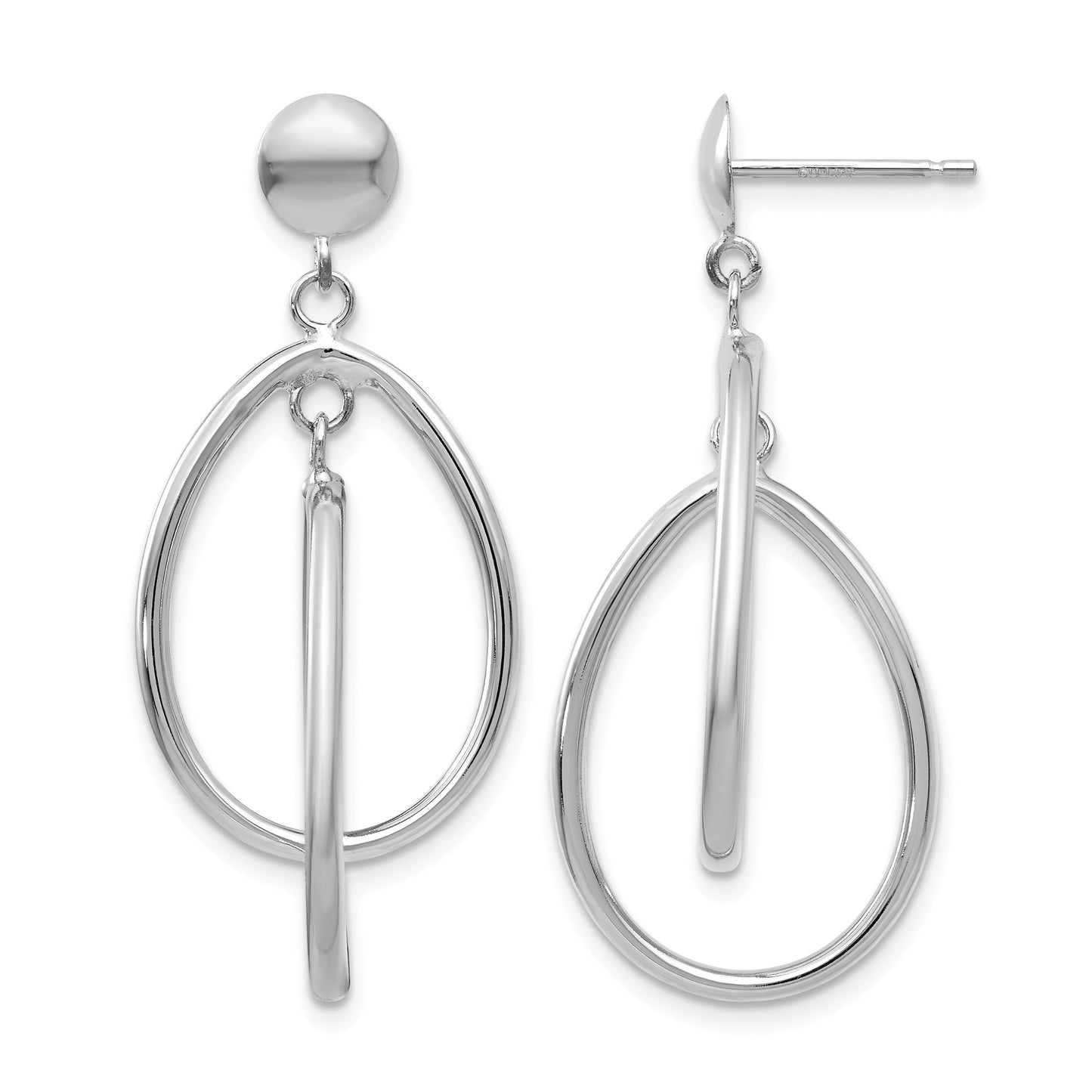 14k White Gold Polished Teardrop Dangle Post Earrings