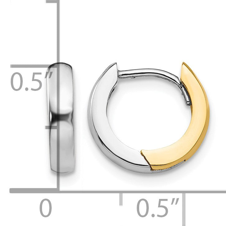 14k Two-tone 2.5mm Round Hinged Hoop Earrings