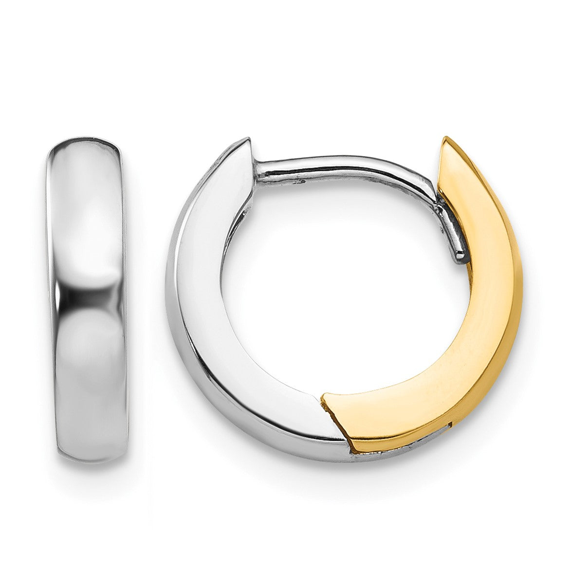 14k Two-tone 2.5mm Round Hinged Hoop Earrings