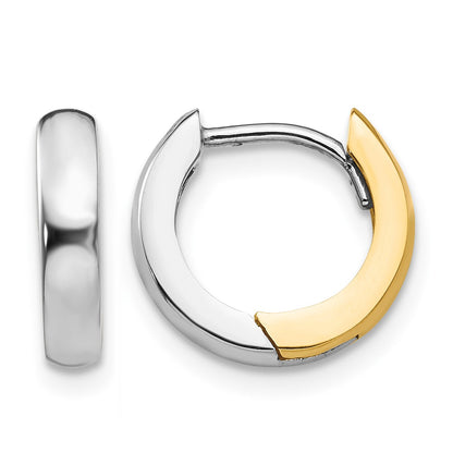 14k Two-tone 2.5mm Round Hinged Hoop Earrings