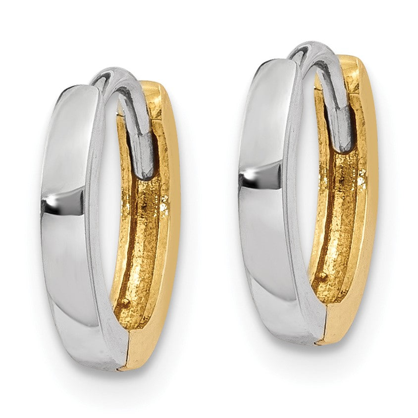 14k Two-tone 1.5mm Round Hinged Hoop Earrings